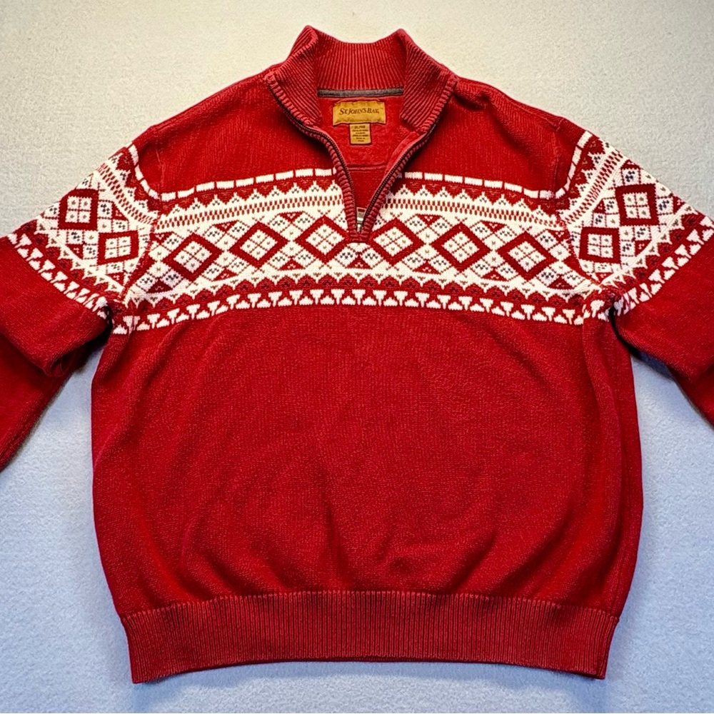St. John's Bay Red and White Zip Up Sweater